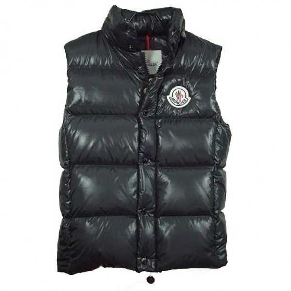 Moncler Nero Mock colletto e Zipper Uomo Gilet uscita